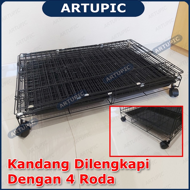 Kandang Anjing TINGKAT 90x60x120 cm ADA RODA XL-TINGKAT Kucing Kelinci Kandang Besi Lipat Tingkat Pupies Sugarglide XLTingkat Knockdwon