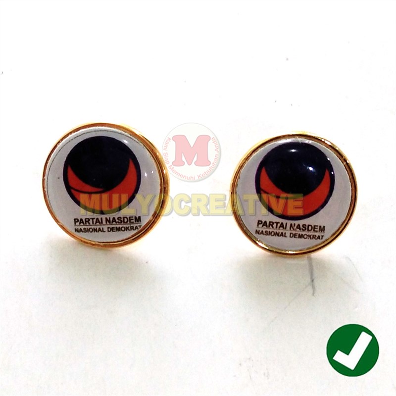 Lencana Pin Logo Partai Nasdem - Pin Model Bulat 2Cm Logo Partai Nasdem