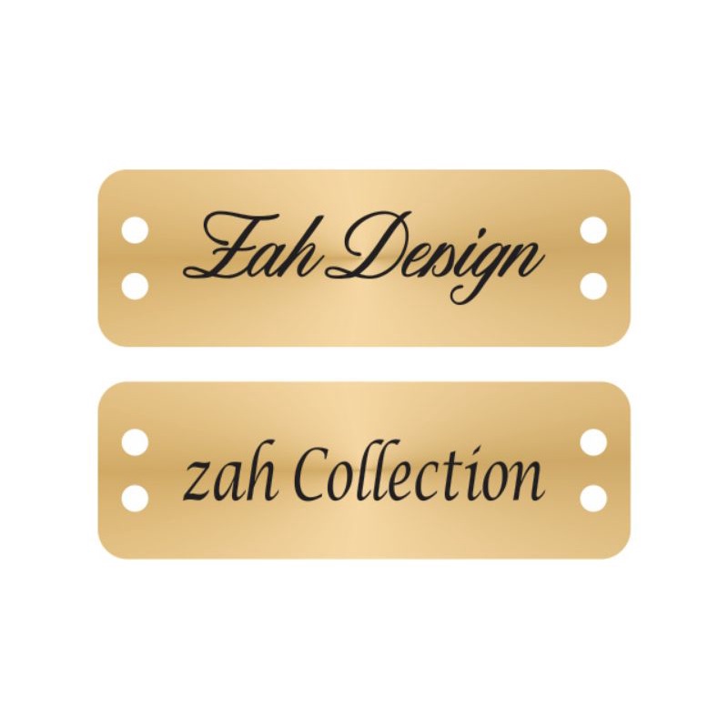 

label akrilik Zah Design 50 pcs dan Zah Collection 50 pcs gold ukuran 1*3 cm tulisan hitam