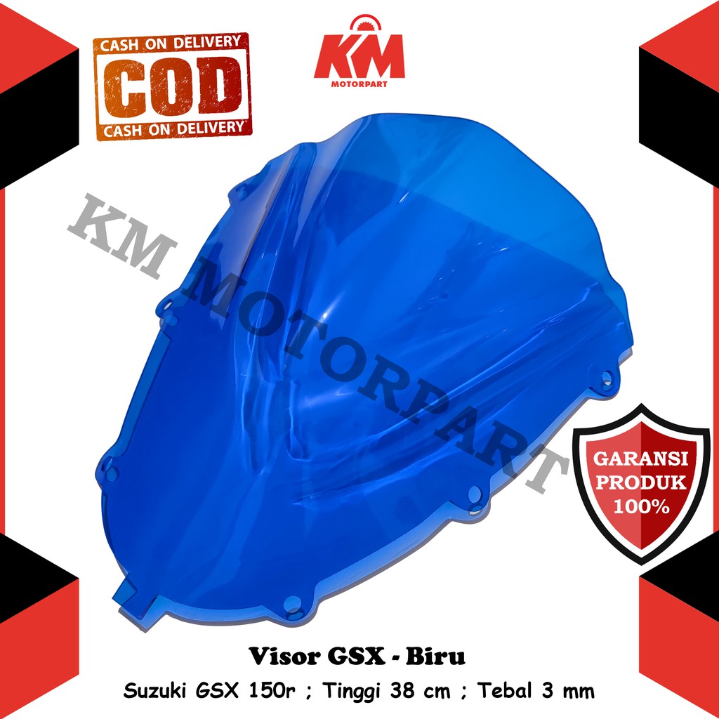 Kaca Visor Windshield Gsx r150 Jenong Hitam Merah Biru Bening Tebal 3 mm Bahan Kaca Mika Akrilik