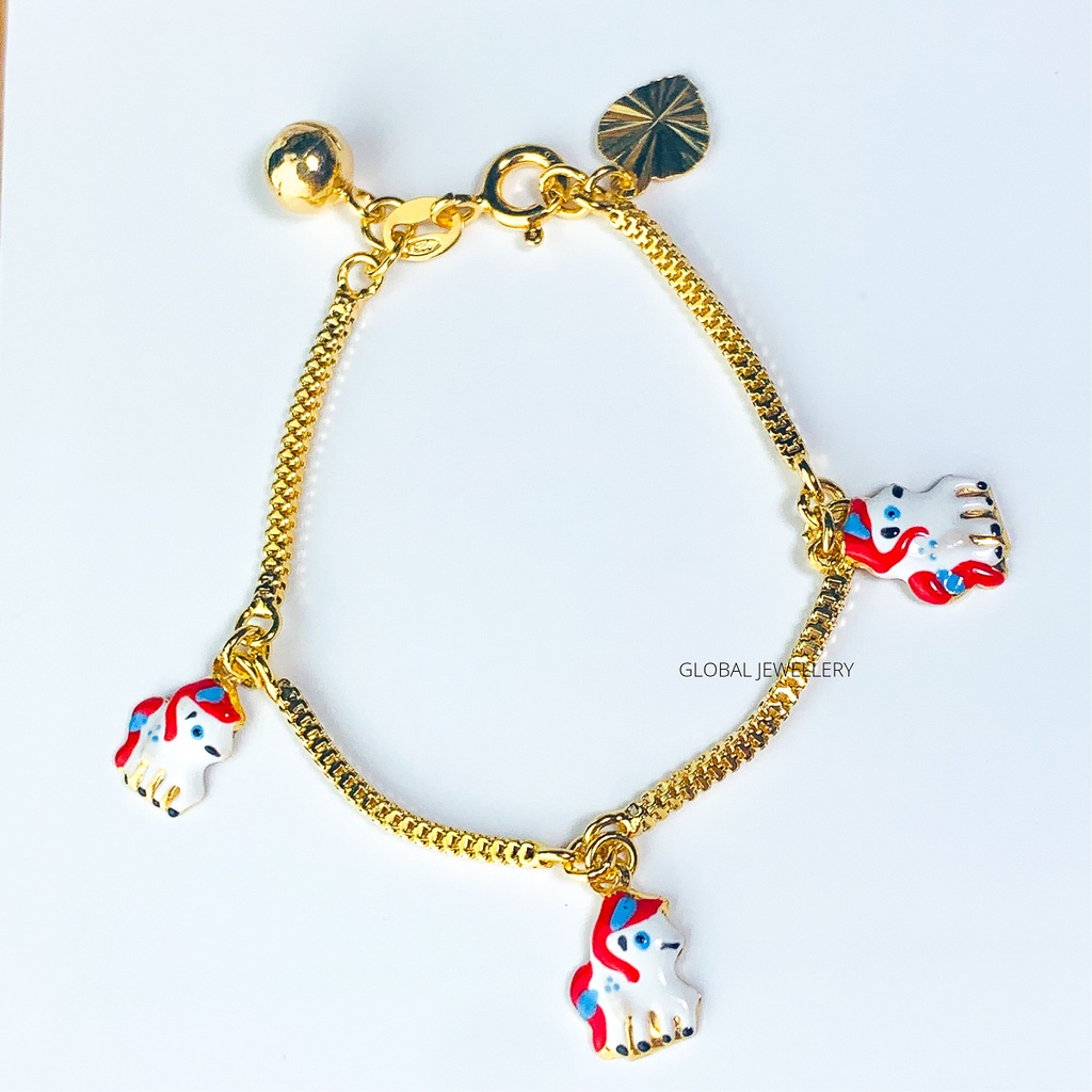 GELANG BAYI LOCENG KUDA PONY GOLD PERAK ASLI S925 GLOBAL JEWELLERY CK015