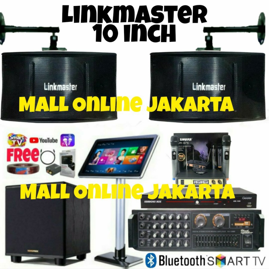 Paket karaoke Linkmaster 10 inch Sound system fullset