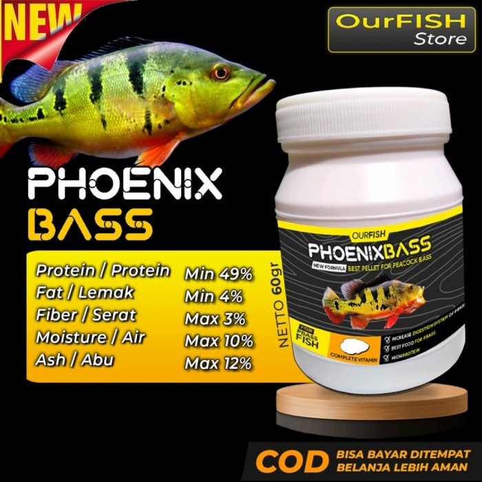 Phoenix Bass - Pelet Premium Ikan Pbass Peacock Bass 60 Gram