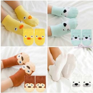 KAOS KAKI ANAK / BAYI 3D PENDEK MOTIF BINATANG ANTI SLIP