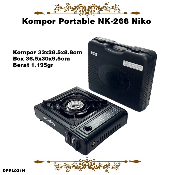 Kompor Portable NK-268 Niko  2 In 1 Bisa Pakai Gas Kaleng /Elpiji 3kg &amp; 12kg