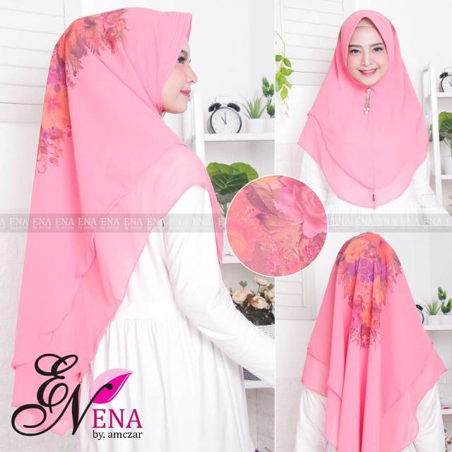 GS. Hijab ENA Printed Bunga Ceruty 2 Layer