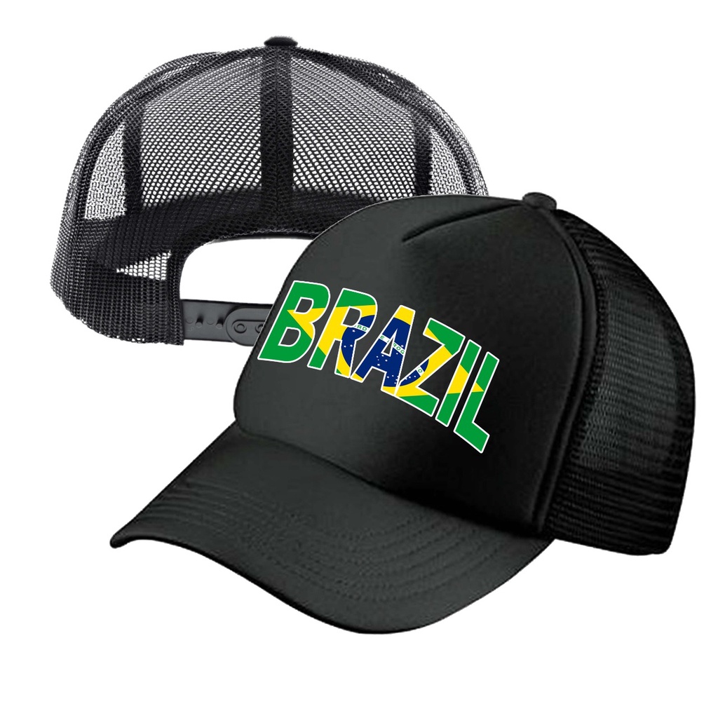 Piala Dunia Qatar 2022 Topi Trucker FC Brazil Topi Sablon DTF Pria Dan Wanita Fans Klub Sepakbola Brazil FC