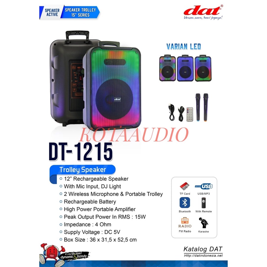 SPEAKER PORTABLE WIRELESSS DAT DT 1215 / DAT DT1215 ORIGINAL 12INCH