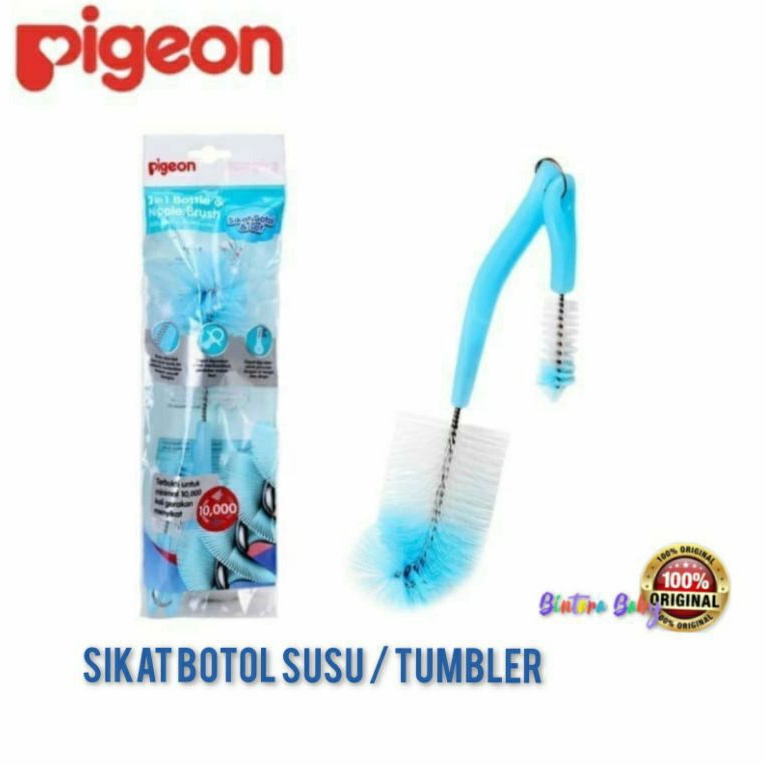 Sikat botol susu bayi / sikat dot nipple brush Pigeon 2in1