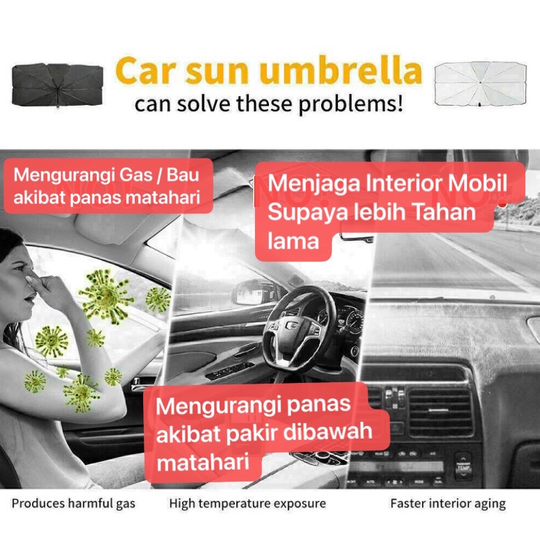 PY-01 Payung Pelindung Panas Matahari Depan Dashboard Anti Sinar UV MATAHARI Payung Lipat Penutup Kaca Mobil CAR Cover Sun Shield Umbrella Anti Panas Kaca Mobil