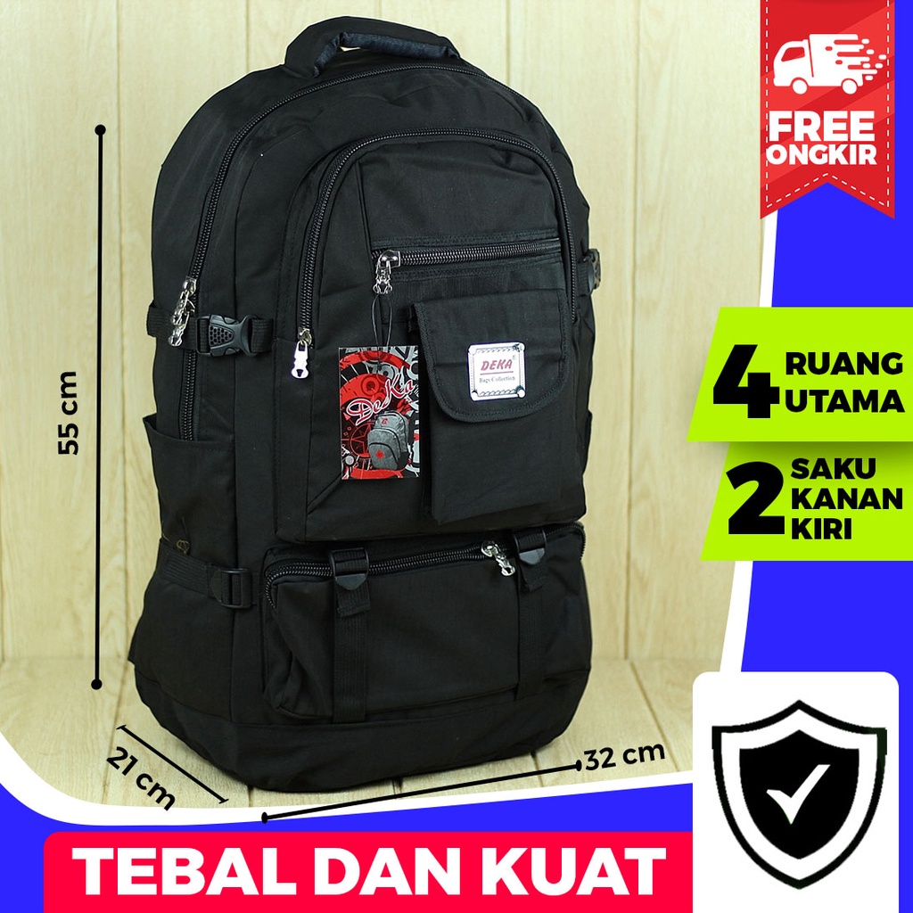 Tas Ransel Sano Deka Besar Hitam Back Pack Travelling Hiking Outdoor Cowok Pria Laki Laki