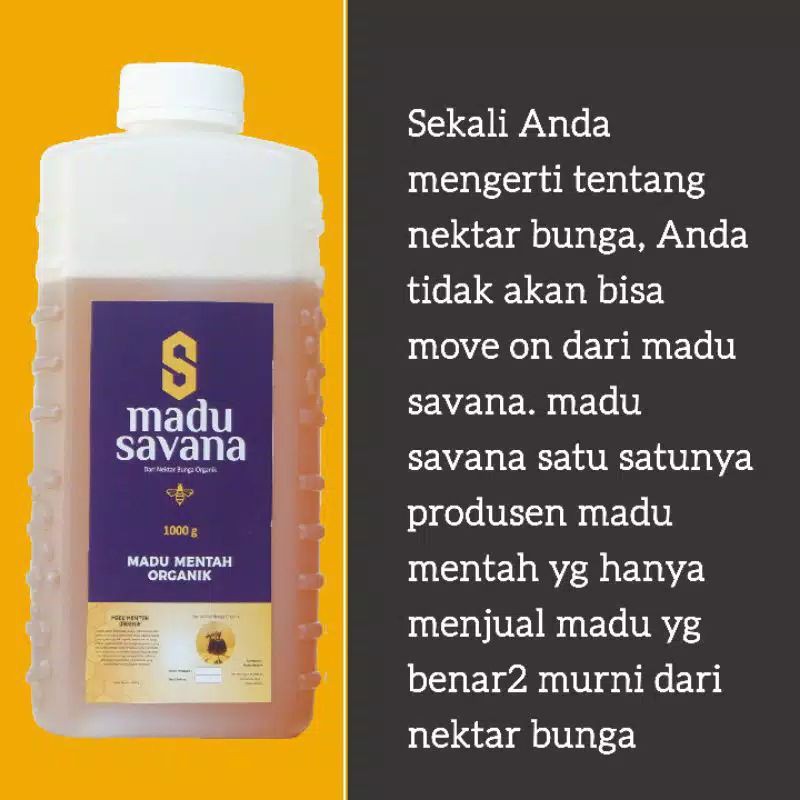 

Madu Mentah Murni Nektar Bunga 1KG madu savana