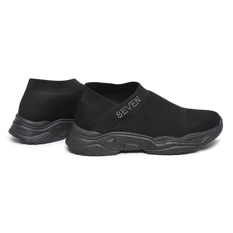 [GROSIR][COD] SEVEN_DAY SEPATU RAJUT WANITA SLIP ON OLAHRAGA TANPA TALI SPORT SHOES HITAM FZ-73