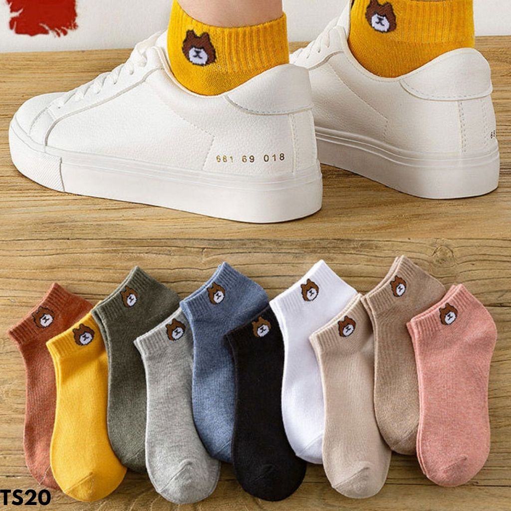 KAOS KAKI WANITA BEAR BERUANG IMPORT COTTON KATUN NYAMAN PENDEK KOREA  SOCK ANKLE TS20