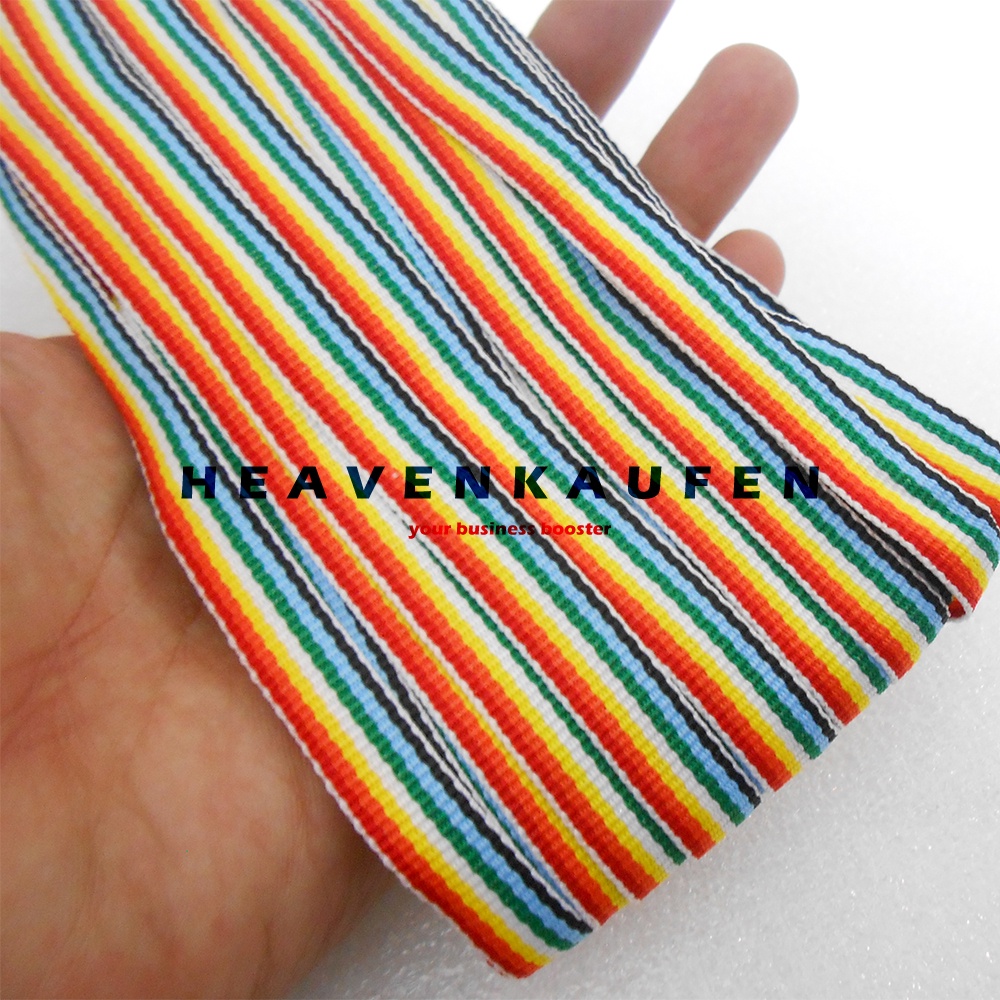 Webbing Strip Halus Lebar 1 cm Motif Pelangi Rainbow Harga Per Rol isi 18 Meter