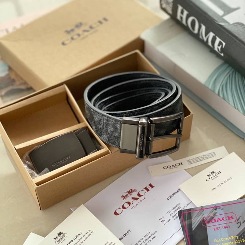 COACHH MEN BELT IKAT PINGGANG SABUK GIFTSET FREE BOX PAPERBAG PREMIUM QUALITY