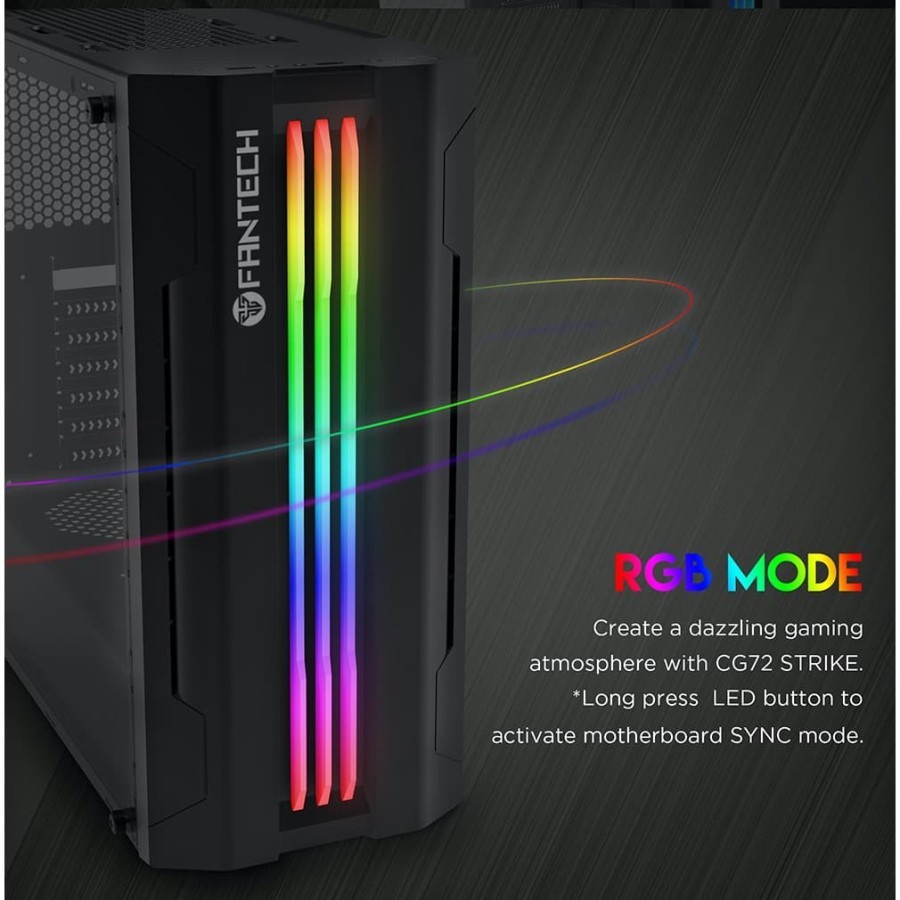 Fantech STRIKE CG72 Tempered Glass Casing Komputer PC Gaming Case RGB