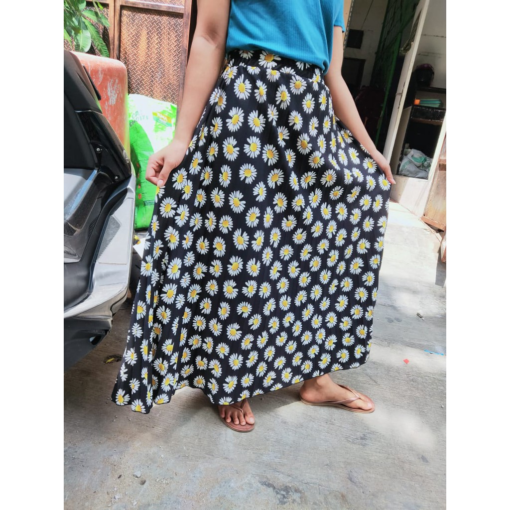 Rok motif bunga DAISY premium 100%hyget super /rok kerja motif /rok ootd terkece