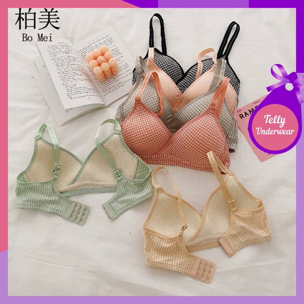 TELLY ➡️ 188 Bra BH Premium Push Up Tanpa Kawat Pakaian Dalam Wanita Motif Polos Cantik Import