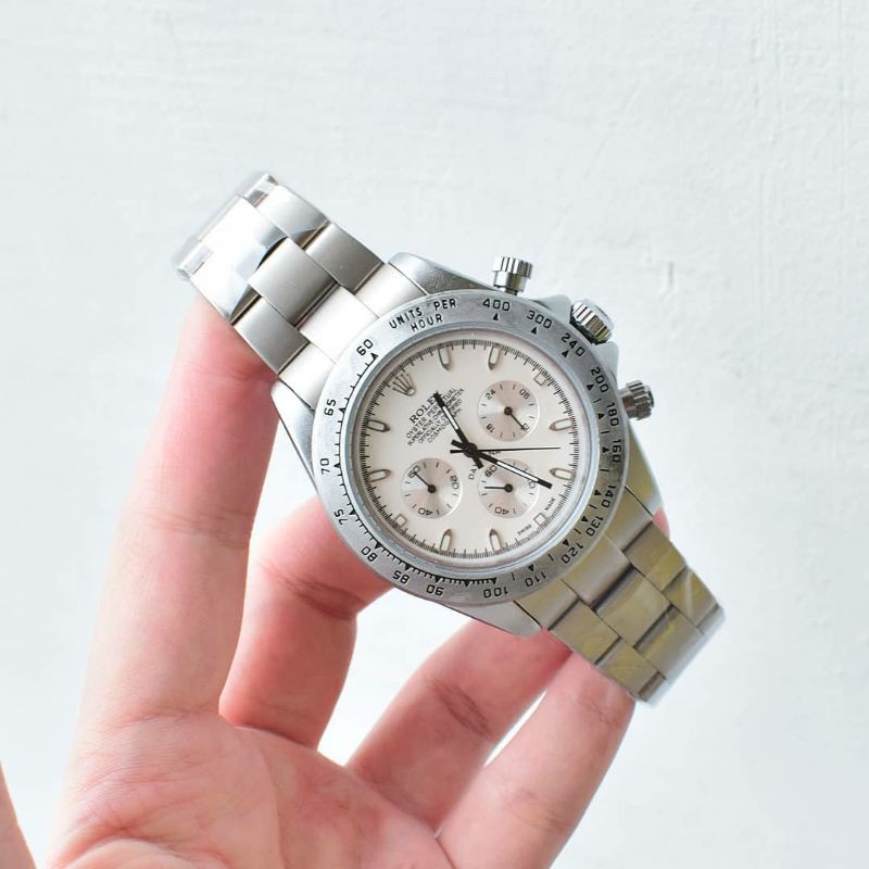 Jam Rolex rantai stainless steel dan tali karet - chrono aktif.