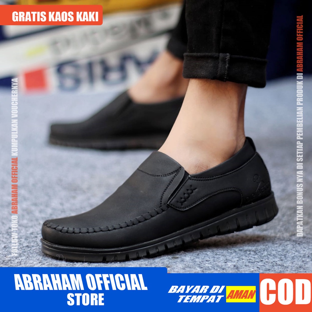 ABRHM x BLENO Sepatu Kasual Pria Sepatu Casual Pria Kulit Pu Sepatu Pria Casual Cowok/Cowo Sepatu Kerja Kantor Semi Formal Anti Slip Kuliah Kondangan Gaya keren Kekinian Murah Terlaris