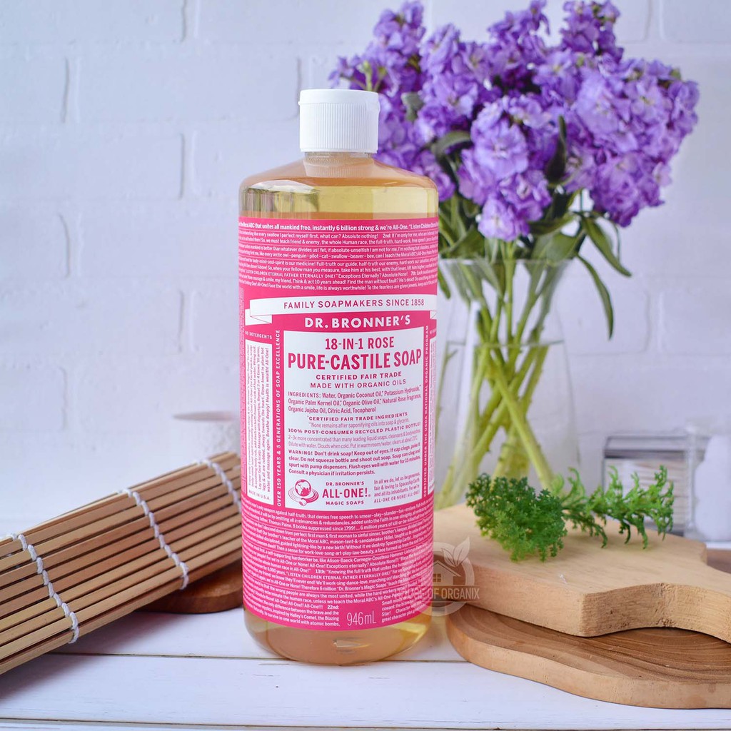 Dr Bronners Organic Rose Castile Liquid Soap - 946 Ml