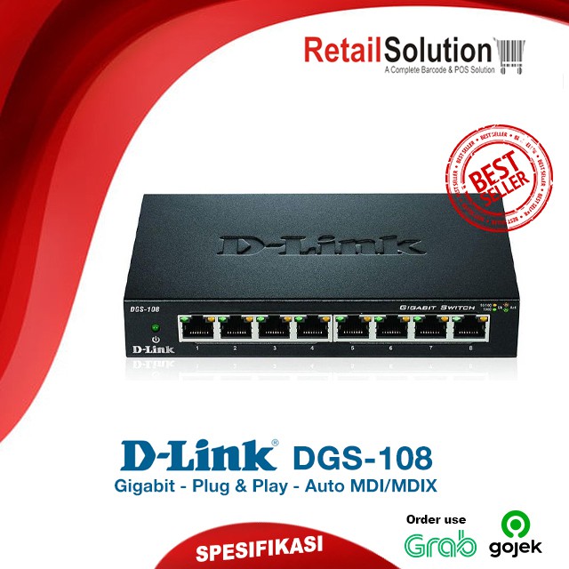 Switch 8 Port Gigabit - DLINK D-LINK DGS108 / DGS-108 / DGS 108