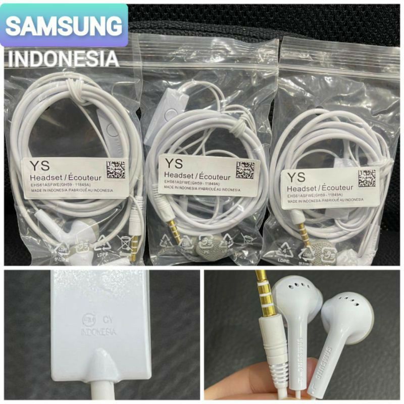 HF HEADSET/EARPHONE SAMSUNG ORI 100% CABUTAN INDONESIA JACK 3.5MM SUPER KABEL TEBAL