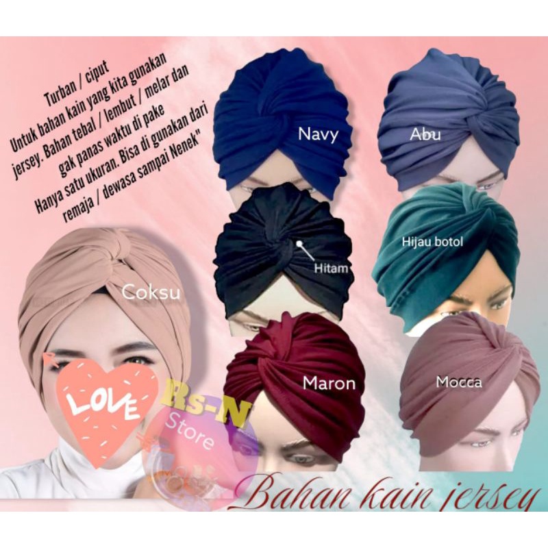 Turban Dewasa Instant Motif Polos Turban Lilit Turban Simpul Ciput Dewasa Turban
