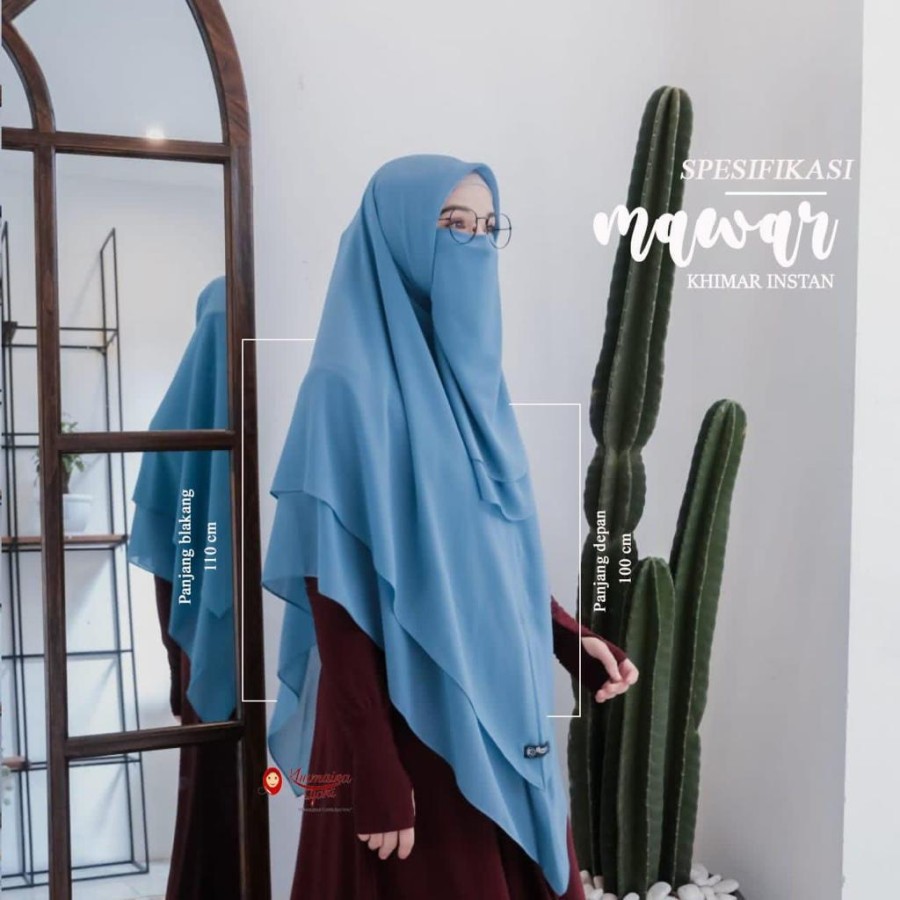 Khimar Instan Mawar 2 layer Free Cadar Tali-4