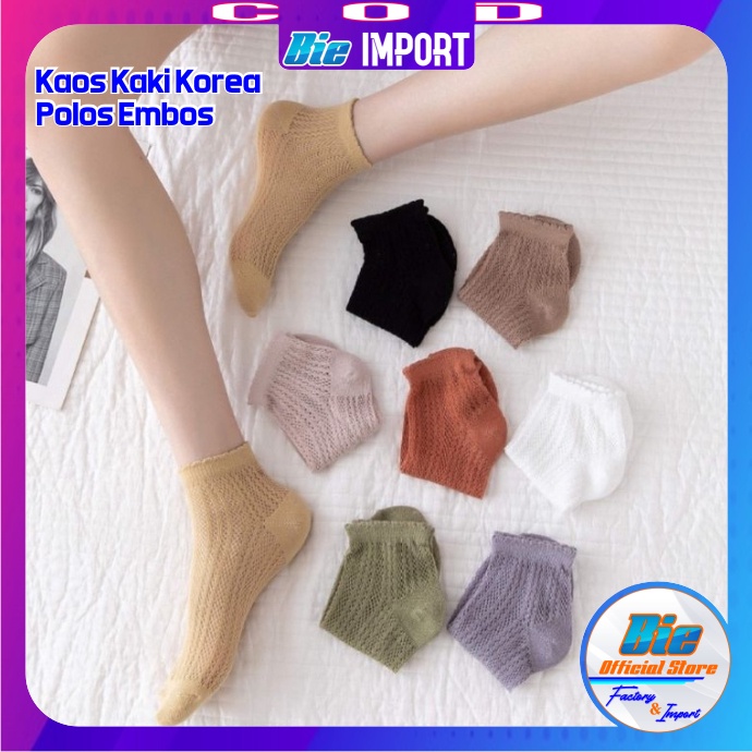 Kaos Kaki Korea Wanita Polos Embos Impor Best Seller