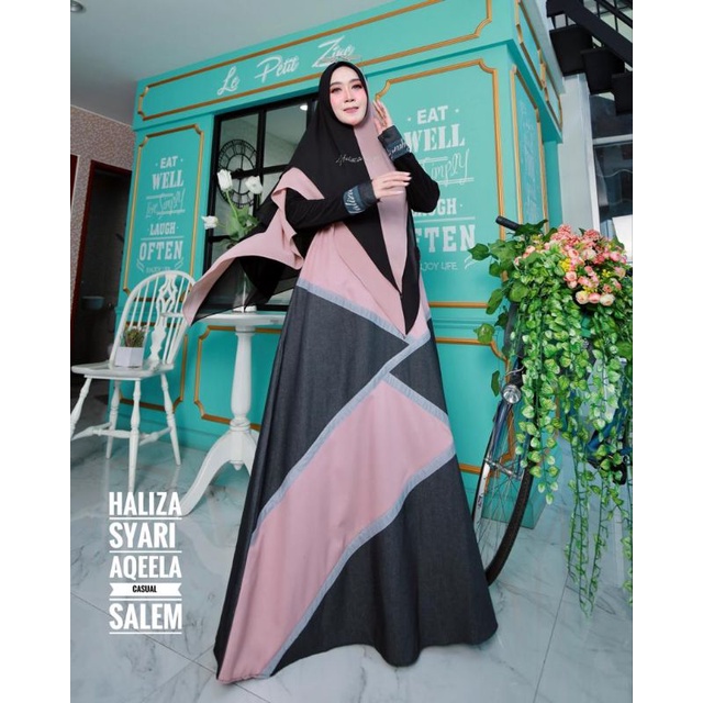 AQEELA CASUAL SALEM GAMIS DENIM DAILY DRESS BY HALIZA SYARI