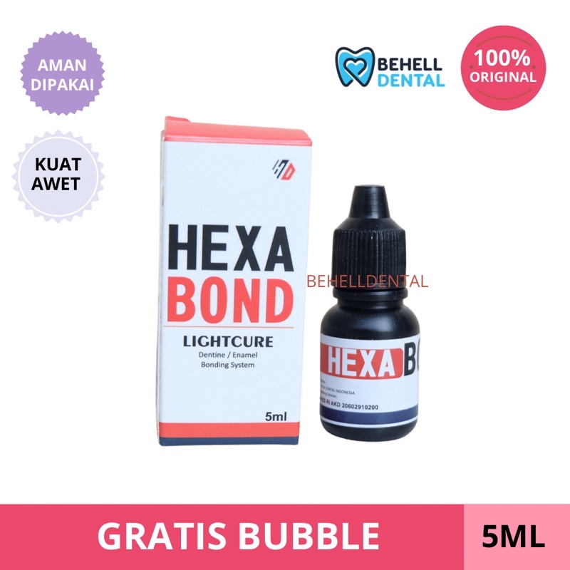 HEXA BOND BONDING RESIN 5ml // CAMPURAN LEM BEHEL LASER / HEXABOND /  MINYAK / PRIMER CAIRAN LEM LIGHT CURE ORTHO BONDING LIQUID DENTAL