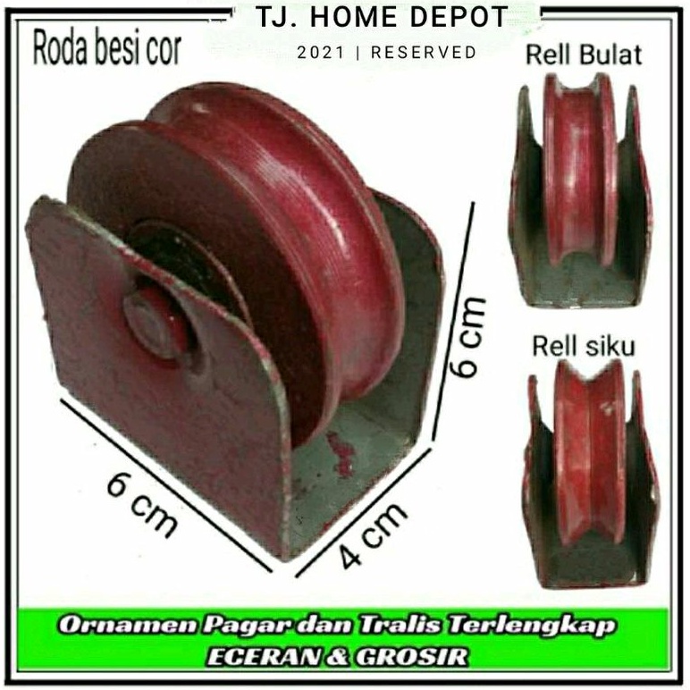 Roda Pagar Besi 6Cm Roda Pintu Gerbang Rumah Model V/U