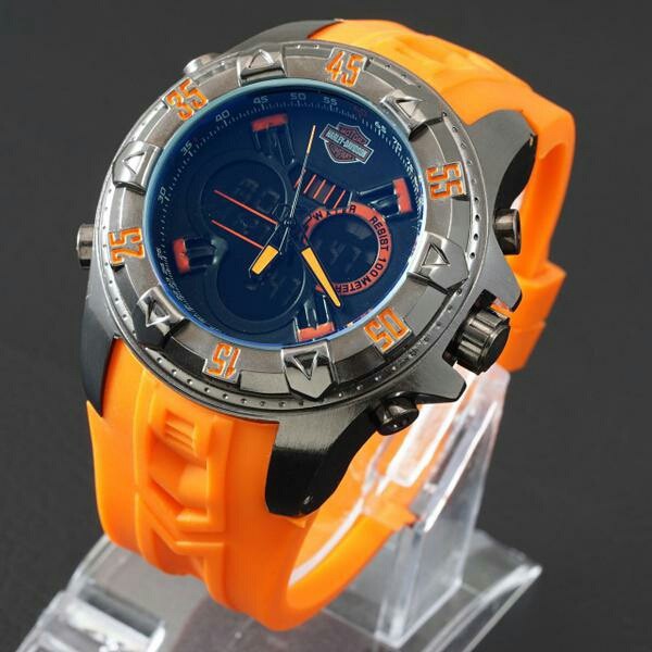 Jam Tangan Pria Harley Davidson Rubber Orange