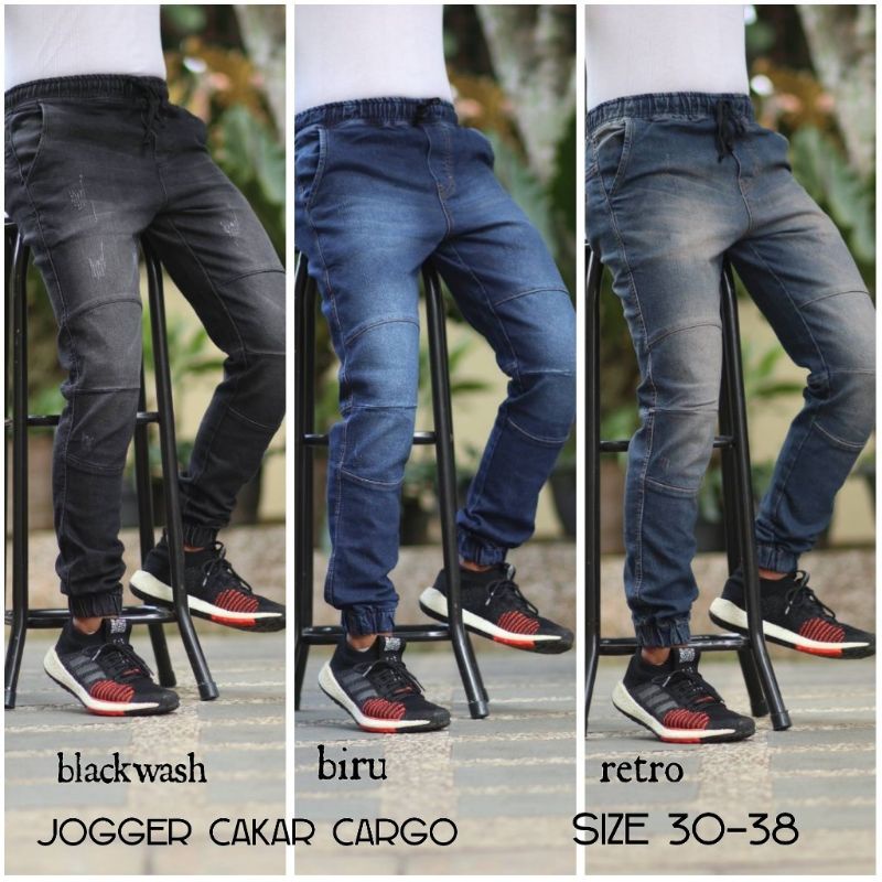 celana jeans panjang joger retro pria wanita import terbaru - tersedia ukuran ukuran jumbo 27 -38 - celana joger jeans distro import