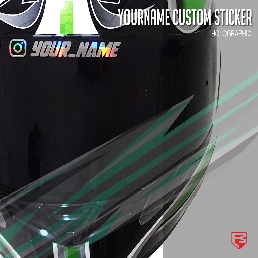 Sticker Custom Nama Holographic Visor Helm Motor