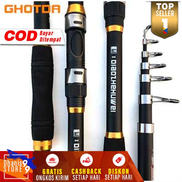 TaffSPORT Joran Pancing Telescopic Rod Carbon Fiber Tongkat Pancing Telescopic Kuat Perlengkapan Mancing Murah