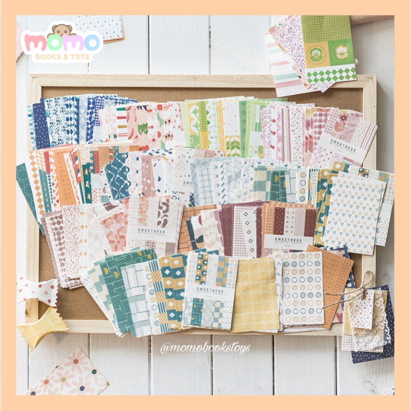 [MOMO] 50 Sheets Colorful Art Paper Vintage | Kertas Aesthetic Dekorasi Scrapbook Journal Diary DIY 