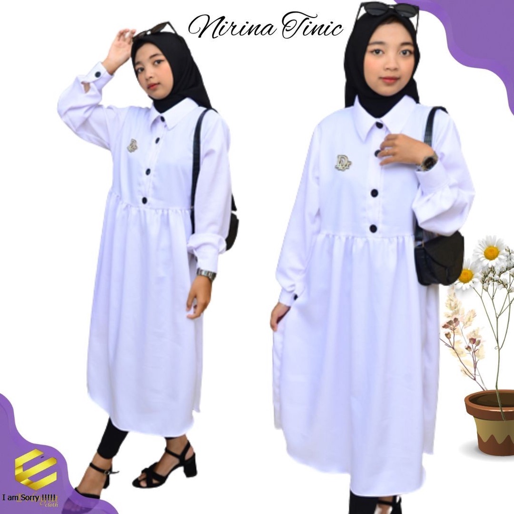 [COD] Baju Atasan Tunik Putih Wanita Remaja Terbaru Kancing Depan Busui Kekinian / Tunik Wanita Polo