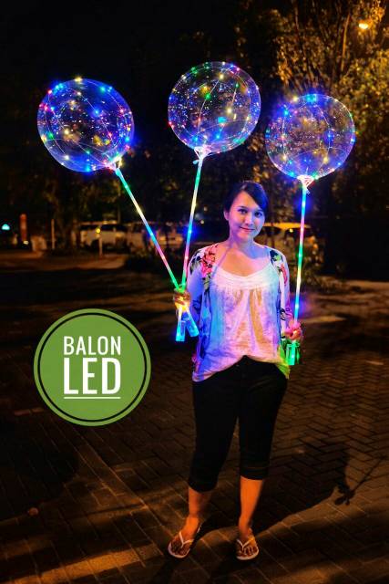 BALON LED TRANSPARAN GAGANG 3V DC BATERAI