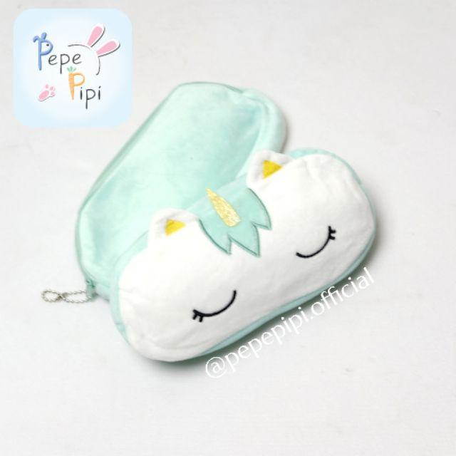 Kotak Pensil Plushy Unicorn Pastel Tempat Pensil Plush Wadah Pensil Kostak Pouch Makeup Kosmetik-Tosca