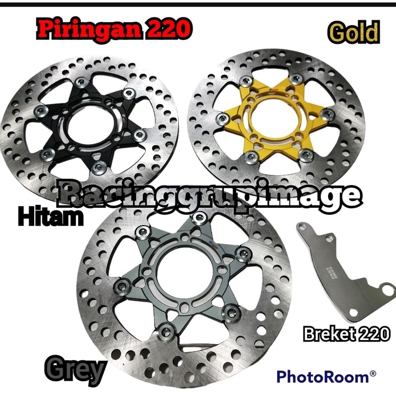 Disc Piringan Cakram Rotor Coak Sunstar 220mm Plus Breket Kaliper Standar 220MM Matic Honda Yamaha Nouvo Mio Fino Sporty Scoopy Beat Vario Beat New Beat street Beat fi Scoopy new Vario 125 150 old MX Jupiter Z