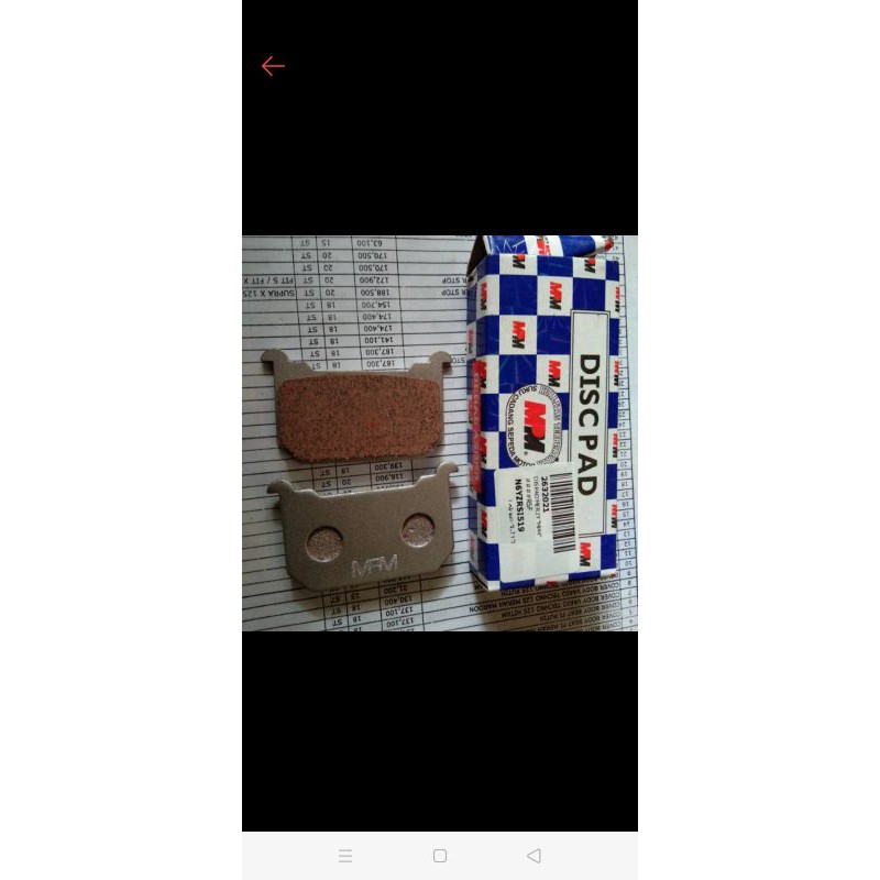 Dispad kampas rem depan Binter merzy