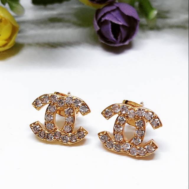 Anting chanel kordeo lapis emas 22k