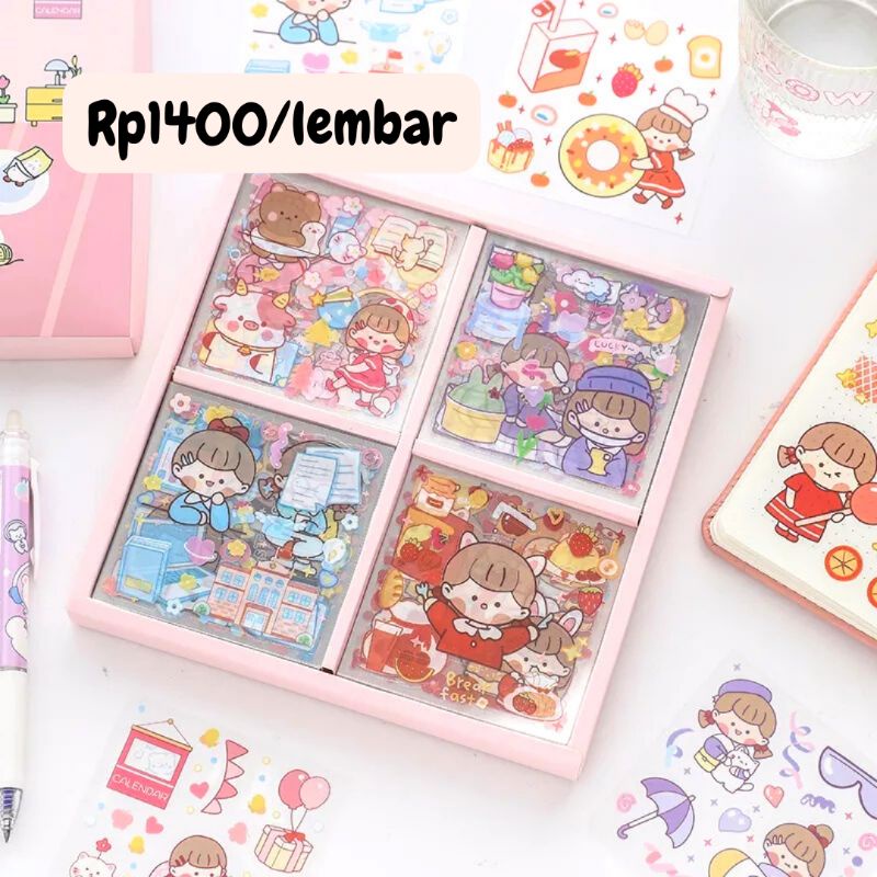 

1 Lembar Sticker Deco Girl Activities Theme Transparan PVC Tumblr Journal