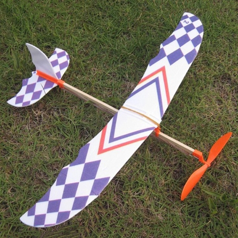 Mary Rubber Band Powered Glider Model Pesawat Terbang DIY Majelis Mainan Anak Hadiah