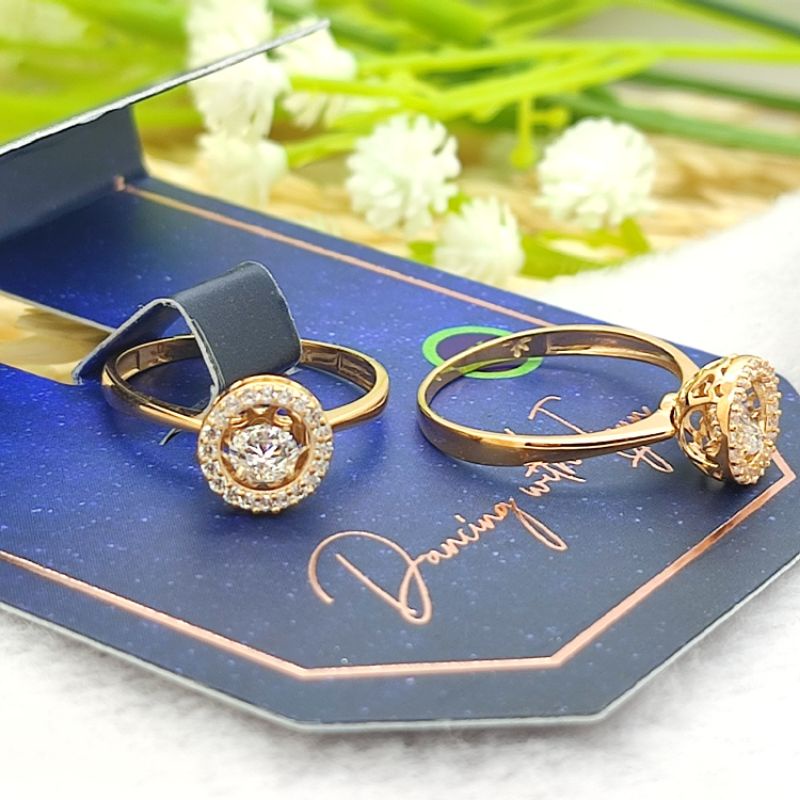 Cincin Dancing Stone Ivan Gunawan Igun 375 bulat solitaire love hati gold whitegold 8karat