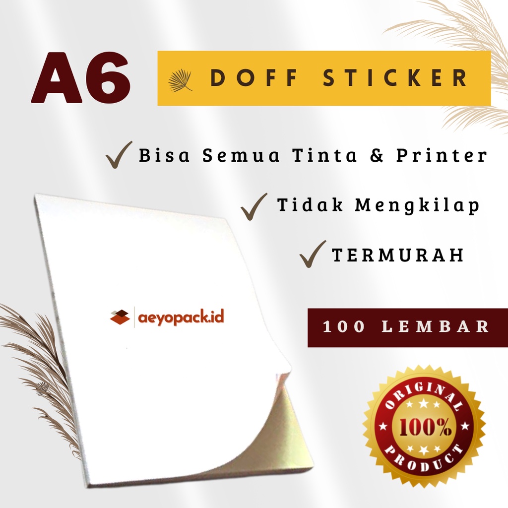 

Kertas Sticker A6 HVS Doff isi 50 Lembar