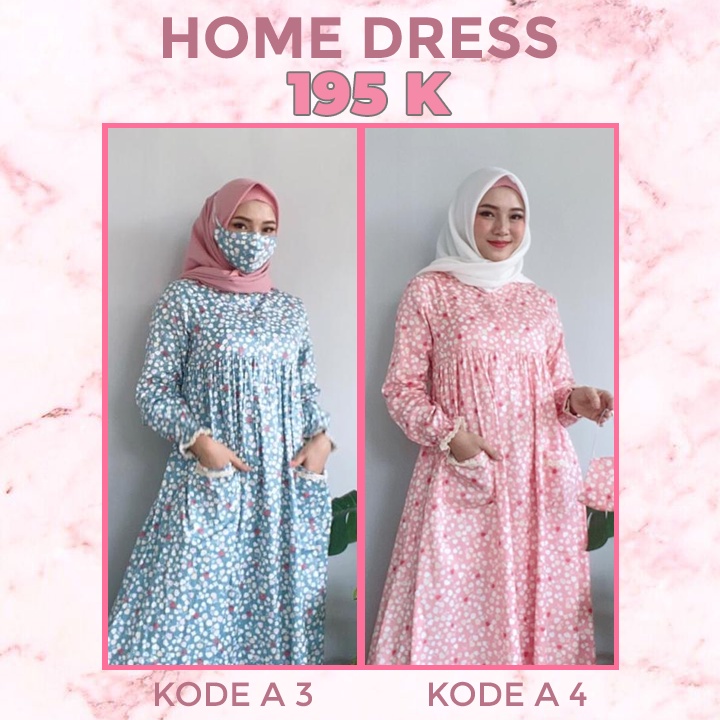 Roris Fasion Home Dress | A3,A4 | Gamis motif Kembang  terbaru untuk remaja dan dewasa + Free masker